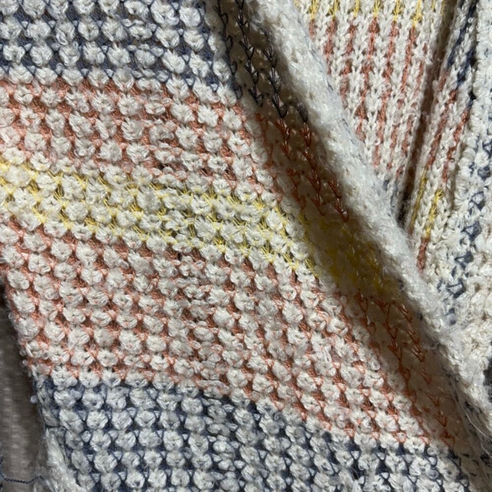 NET.153 Cozy Open Front Knit Cardigan Striped Size S/M - Picture 3 of 9